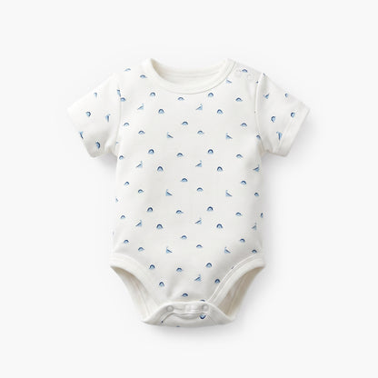 Pack of 5 Juniors Cotton Crew Neck Short Sleeves Bodysuit with Dinosaur Print