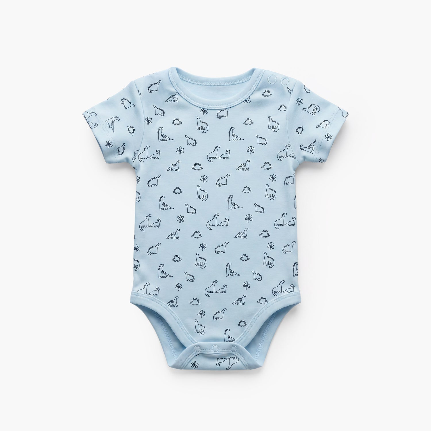 Pack of 5 Juniors Cotton Crew Neck Short Sleeves Bodysuit with Dinosaur Print