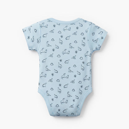 Pack of 5 Juniors Cotton Crew Neck Short Sleeves Bodysuit with Dinosaur Print