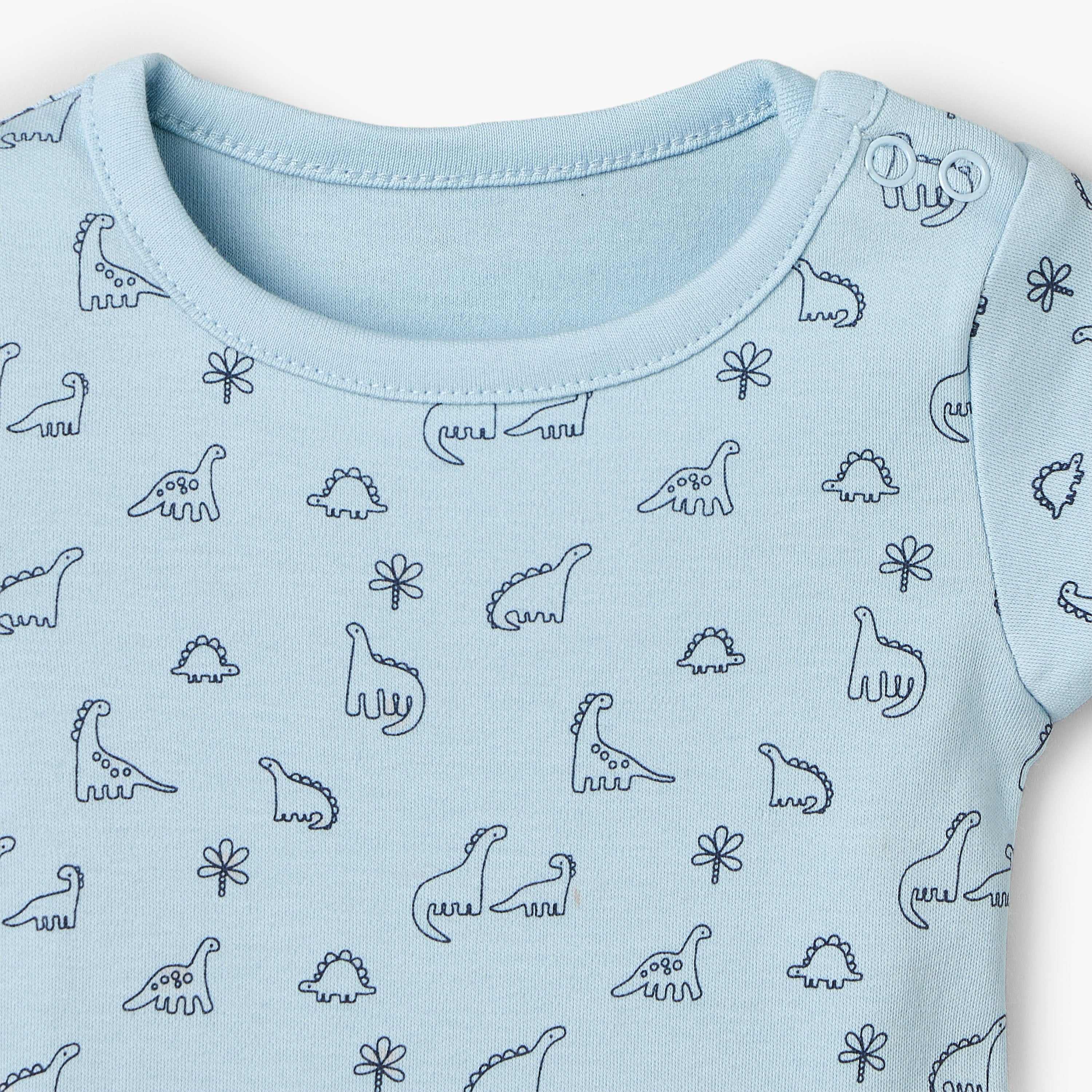 Pack of 5 Juniors Cotton Crew Neck Short Sleeves Bodysuit with Dinosaur Print