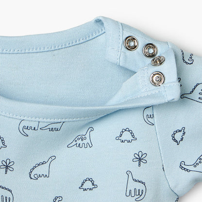 Pack of 5 Juniors Cotton Crew Neck Short Sleeves Bodysuit with Dinosaur Print