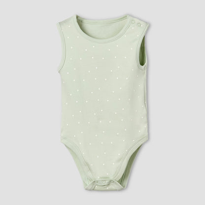 Pack of 5 Juniors Cotton Round Neck Sleeveless Bodysuit with Print