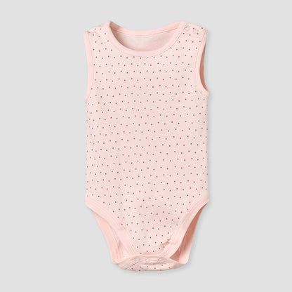 Pack of 5 Juniors Cotton Round Neck Sleeveless Bodysuit with Print
