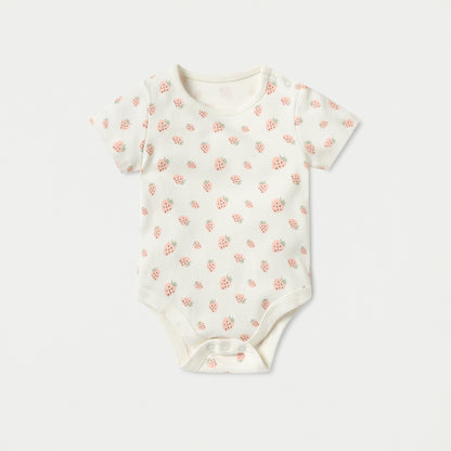Juniors Printed Bodysuit with Short Sleeves and Button Closure - Set of 5