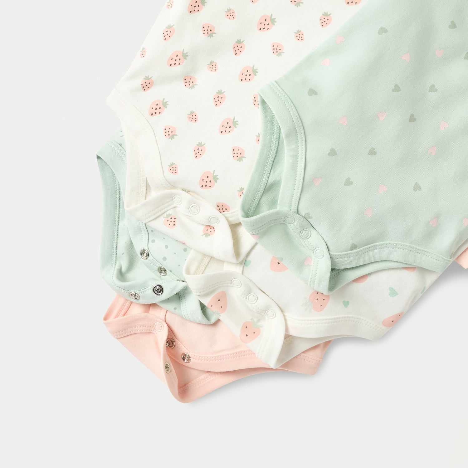 Juniors Printed Bodysuit with Short Sleeves and Button Closure - Set of 5