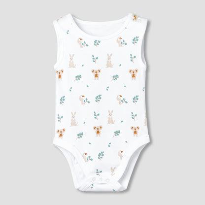 Pack of 5 Juniors Round Neck Sleeveless Bodysuit with Print