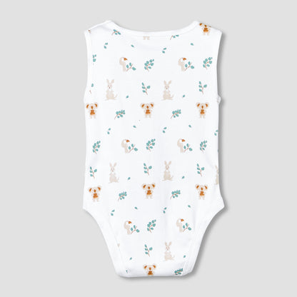 Pack of 5 Juniors Round Neck Sleeveless Bodysuit with Print