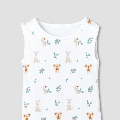 Pack of 5 Juniors Round Neck Sleeveless Bodysuit with Print