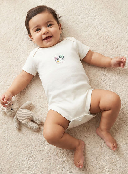 Pack of 4 Disney Cotton Round Neck Short Sleeves Bodysuit with Print-baby-girls-clothing-bodysuits-image-1