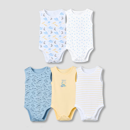 Pack of 5 Juniors Crew Neck Sleeveless Bodysuit with Print - Multicolour / 18-24 mths