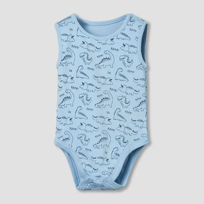 Pack of 5 Juniors Crew Neck Sleeveless Bodysuit with Print