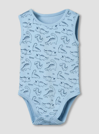 Pack of 5 Juniors Crew Neck Sleeveless Bodysuit with Print-baby-boys-clothing-multipacks-image-4