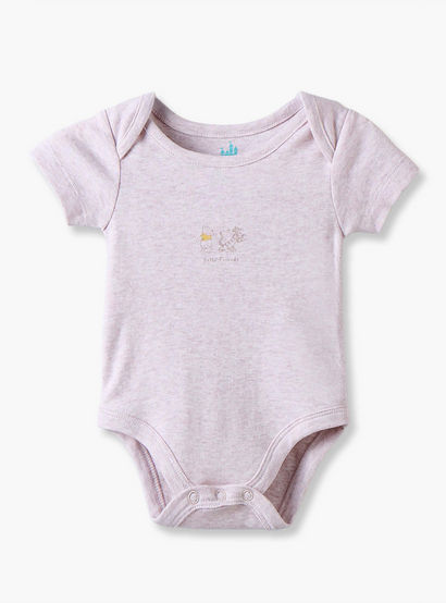 Pack of 4 Disney Cotton Round Neck Short Sleeves Bodysuit with Winnie the Pooh Print-baby-girls-clothing-bodysuits-image-3