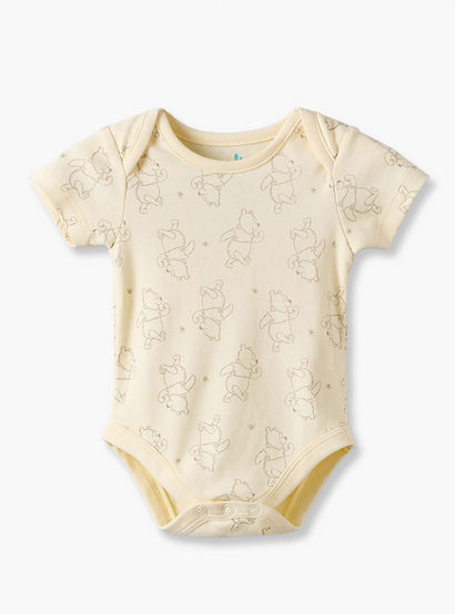 Pack of 4 Disney Cotton Round Neck Short Sleeves Bodysuit with Winnie the Pooh Print-baby-girls-clothing-bodysuits-image-5