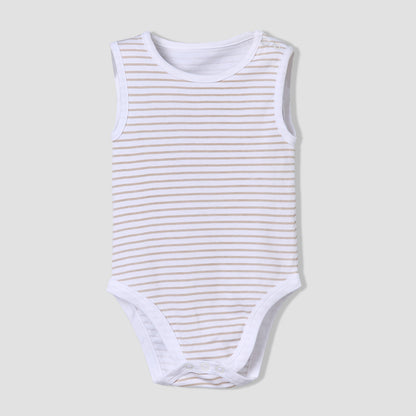 Pack of 5 Juniors Cotton Round Neck Sleeveless Bodysuit with Giraffe Print