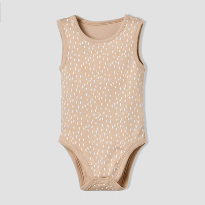 Pack of 5 Juniors Cotton Round Neck Sleeveless Bodysuit with Giraffe Print