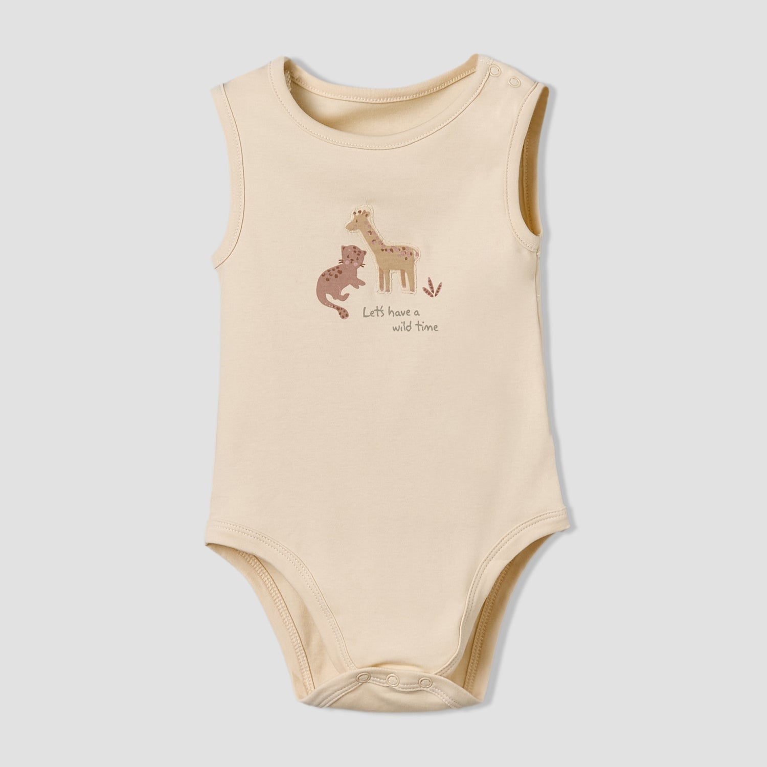 Pack of 5 Juniors Cotton Round Neck Sleeveless Bodysuit with Giraffe Print