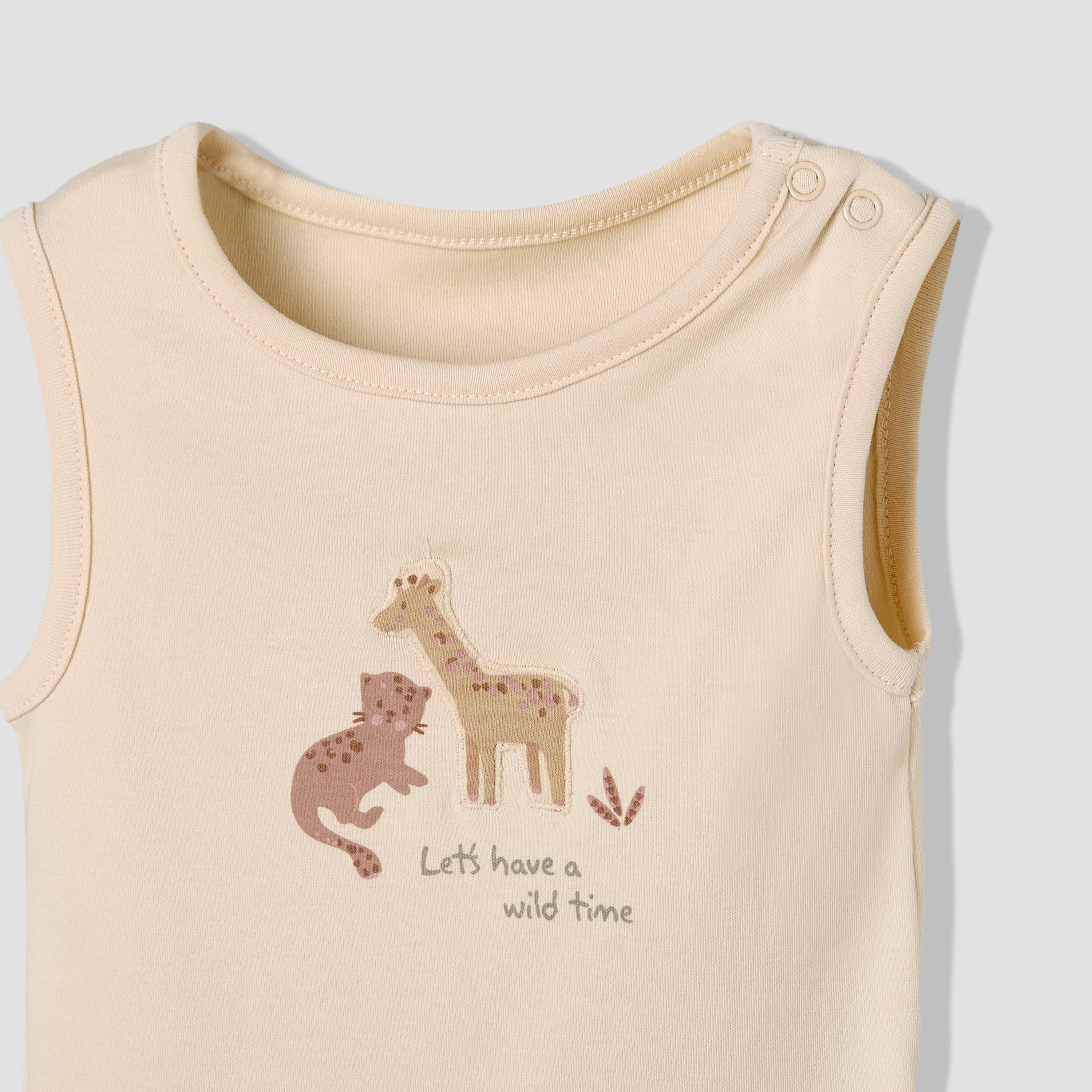 Pack of 5 Juniors Cotton Round Neck Sleeveless Bodysuit with Giraffe Print