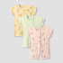 Pack of 3 Juniors Crew Neck Short Sleeves Romper with Assorted Print - Multicolour / 12-18 mths