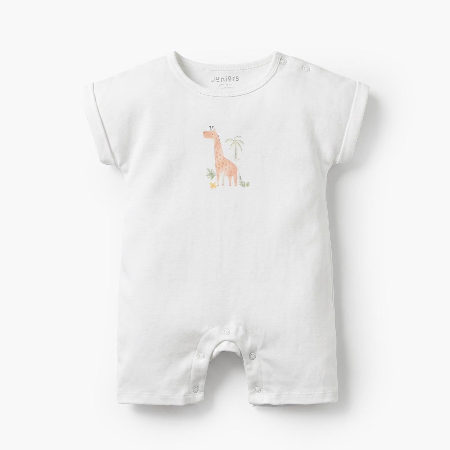 Pack of 3 Juniors Crew Neck Short Sleeves Rompers with Safari Print