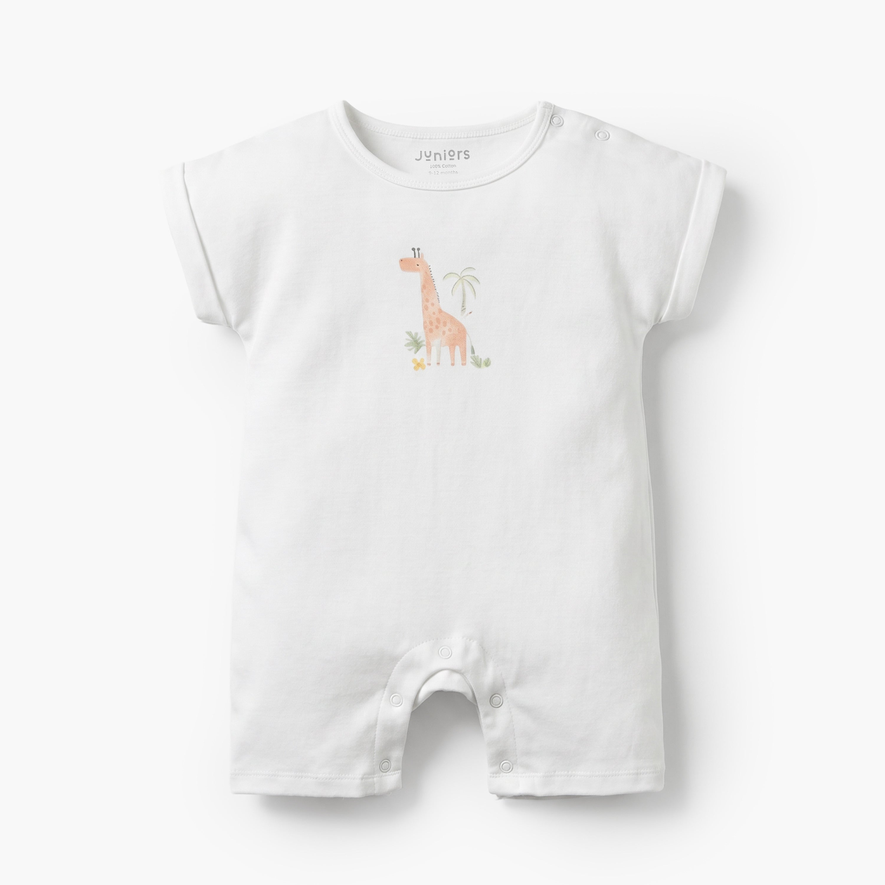 Pack of 3 Juniors Crew Neck Short Sleeves Rompers with Safari Print