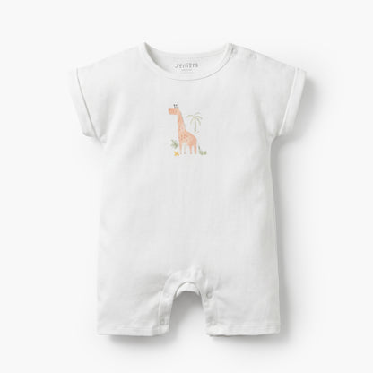 Pack of 3 Juniors Crew Neck Short Sleeves Rompers with Safari Print