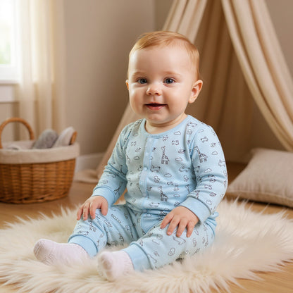 Juniors Assorted Sleepsuit with Long Sleeves and Button Closure - Set of 3