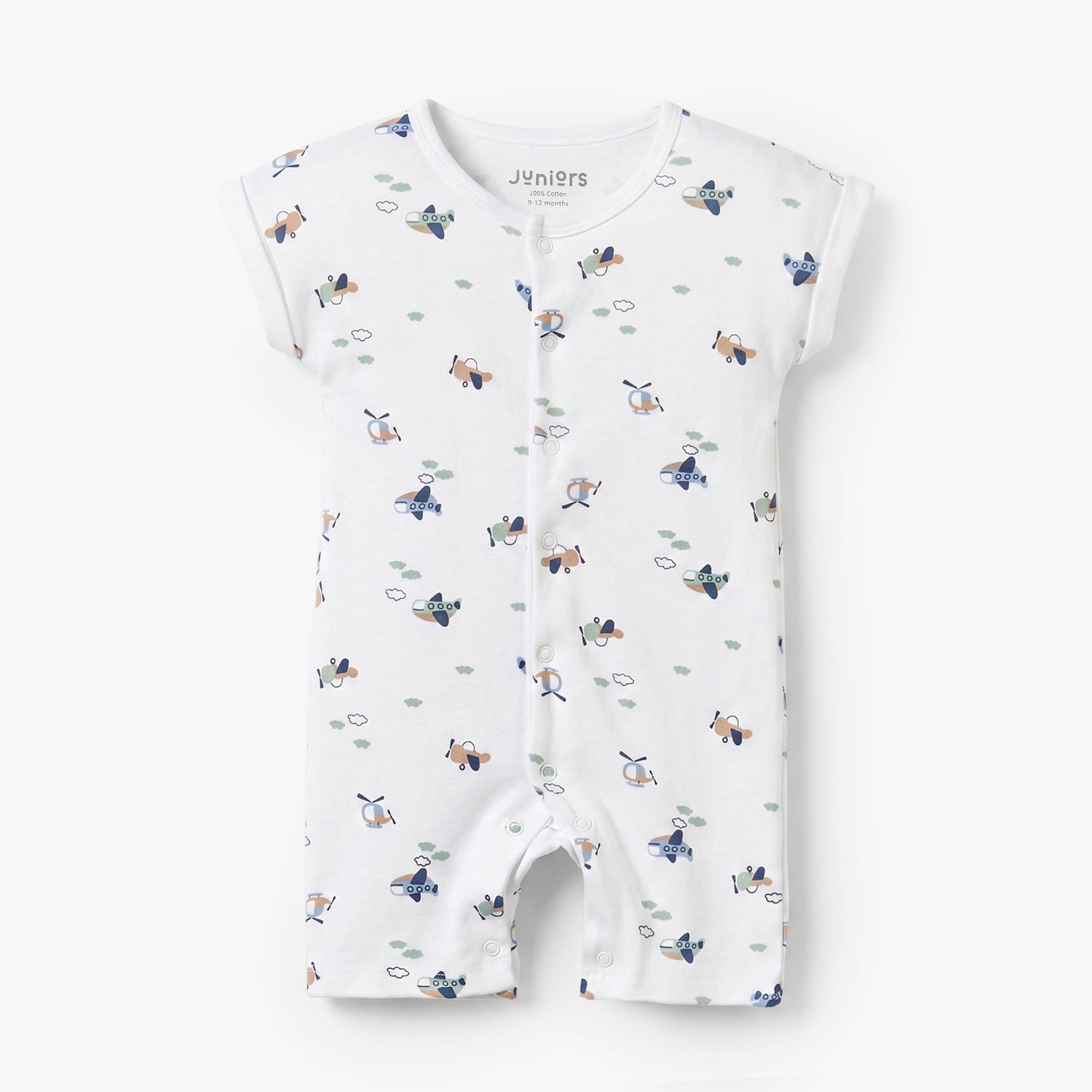 Pack of 3 Juniors Crew Neck Short Sleeves Rompers with Aeroplane Print