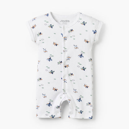 Pack of 3 Juniors Crew Neck Short Sleeves Rompers with Aeroplane Print
