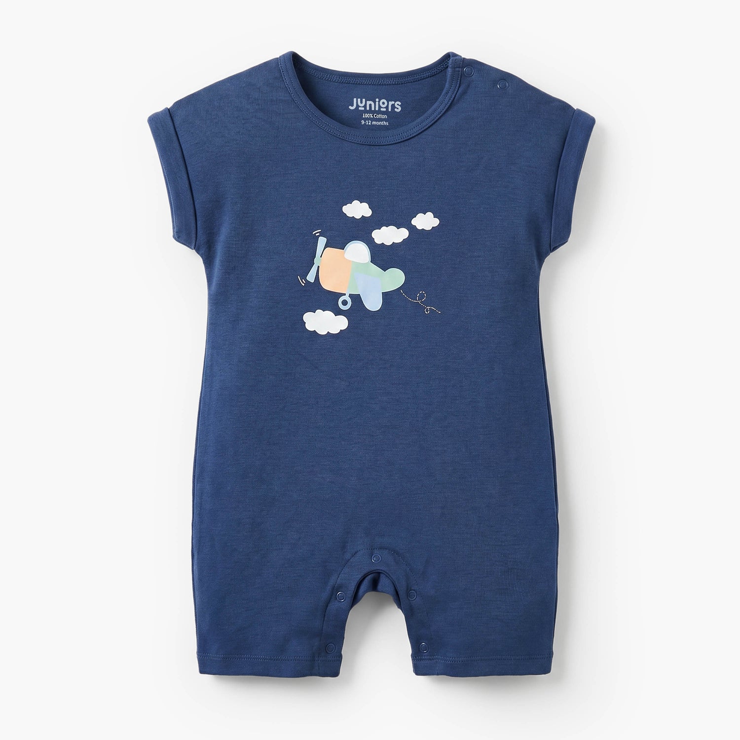 Pack of 3 Juniors Crew Neck Short Sleeves Rompers with Aeroplane Print