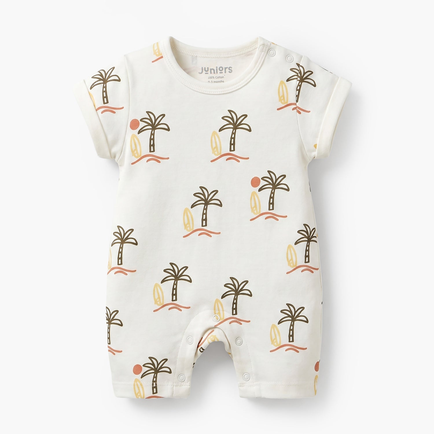 Pack of 3 Juniors Round Neck Short Sleeves Romper with Snap Button Closure