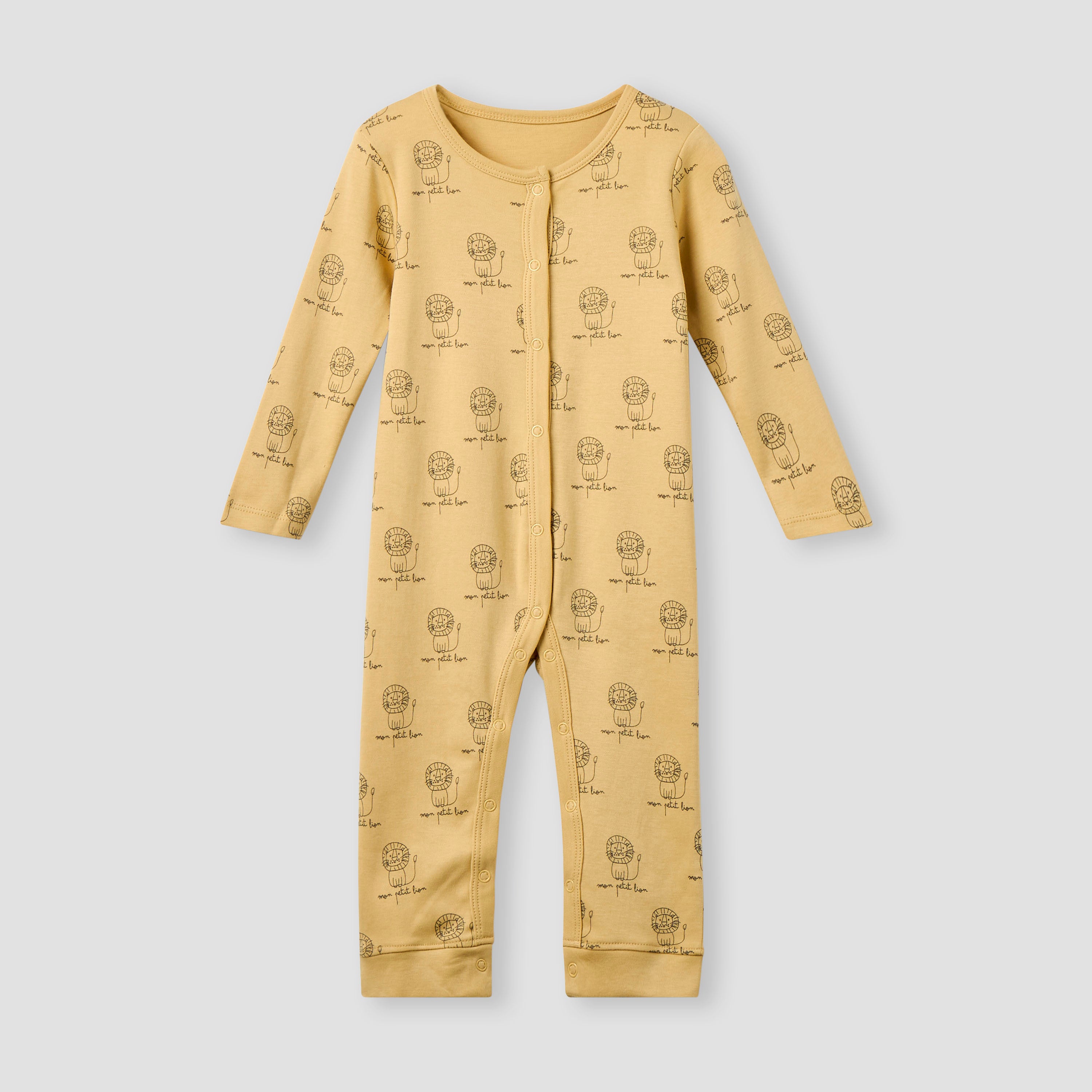 Juniors Printed Sleepsuit with Long Sleeves and Button Closure - Set of 3