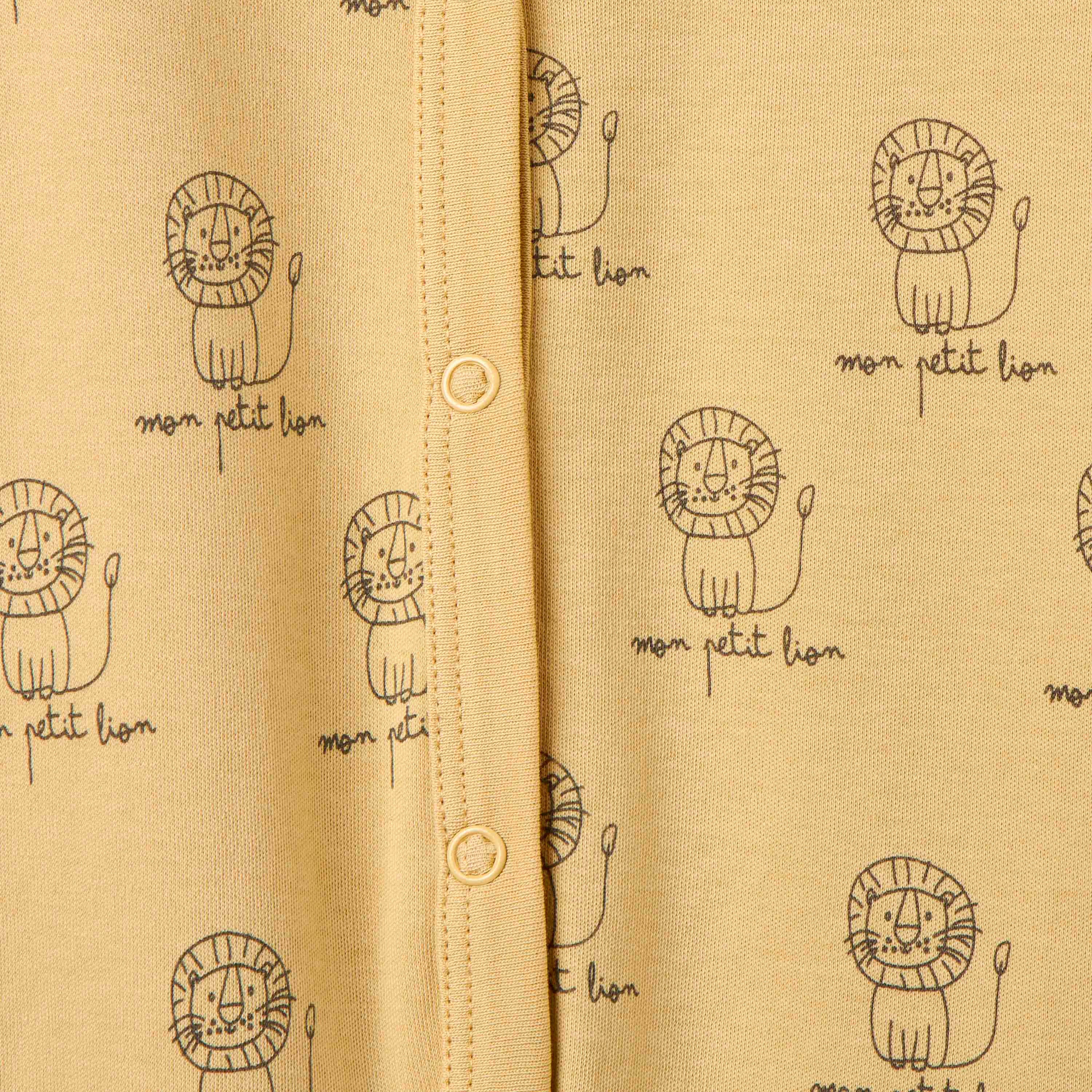 Juniors Printed Sleepsuit with Long Sleeves and Button Closure - Set of 3