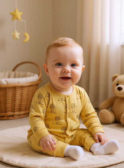 Juniors Printed Sleepsuit with Long Sleeves and Button Closure - Set of 3-baby-girls-clothing-nightwear-sleepsuits-image-8