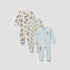Pack of 3 Disney Cotton Mandarin Collar Long Sleeve Sleepsuit with Mickey Mouse Print - Multicolour / 12-18 mths
