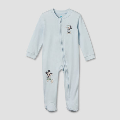 Pack of 3 Disney Cotton Mandarin Collar Long Sleeve Sleepsuit with Mickey Mouse Print