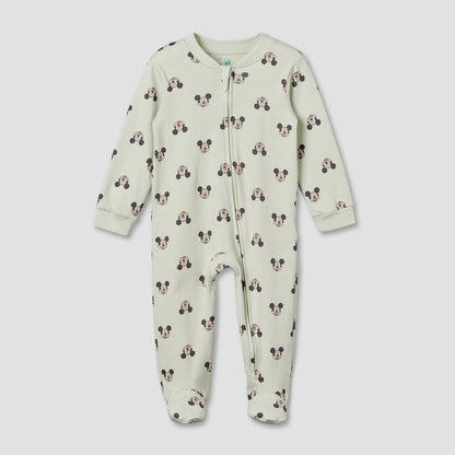Pack of 3 Disney Cotton Mandarin Collar Long Sleeve Sleepsuit with Mickey Mouse Print