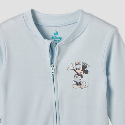 Pack of 3 Disney Cotton Mandarin Collar Long Sleeve Sleepsuit with Mickey Mouse Print
