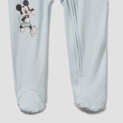 Pack of 3 Disney Cotton Mandarin Collar Long Sleeve Sleepsuit with Mickey Mouse Print