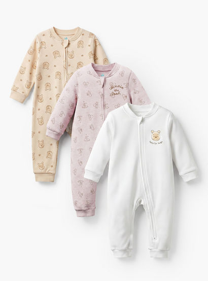 Pack of 3 Disney Cotton Mandarin Collar Long Sleeves Sleepsuit with Winnie the Pooh Print-baby-boys-clothing-nightwear-sleepsuits-image-1