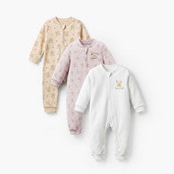 Pack of 3 Disney Cotton Mandarin Collar Long Sleeves Sleepsuit with Winnie the Pooh Print-undefined-image-1