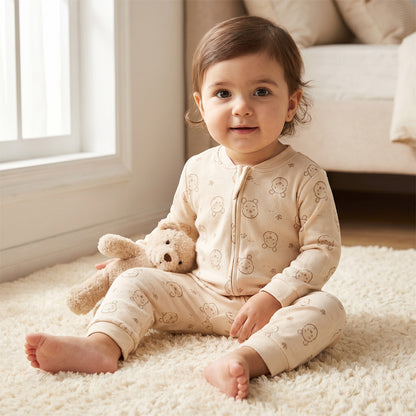Pack of 3 Disney Cotton Mandarin Collar Long Sleeves Sleepsuit with Winnie the Pooh Print