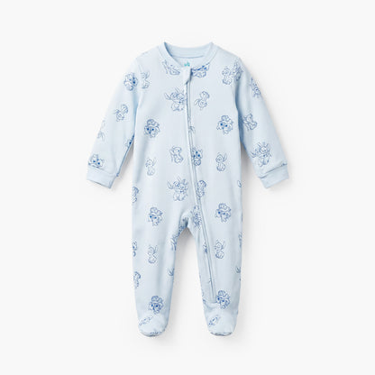 Pack of 3 Disney Cotton Mandarin Collar Long Sleeve Sleepsuit with Stitch and Angel Print