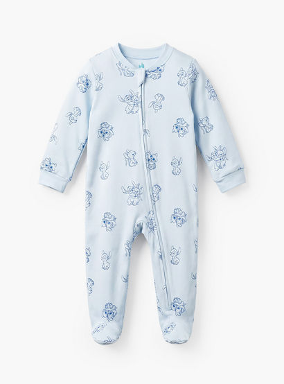 Pack of 3 Disney Cotton Mandarin Collar Long Sleeve Sleepsuit with Stitch and Angel Print-baby-girls-clothing-nightwear-sleepsuits-image-3
