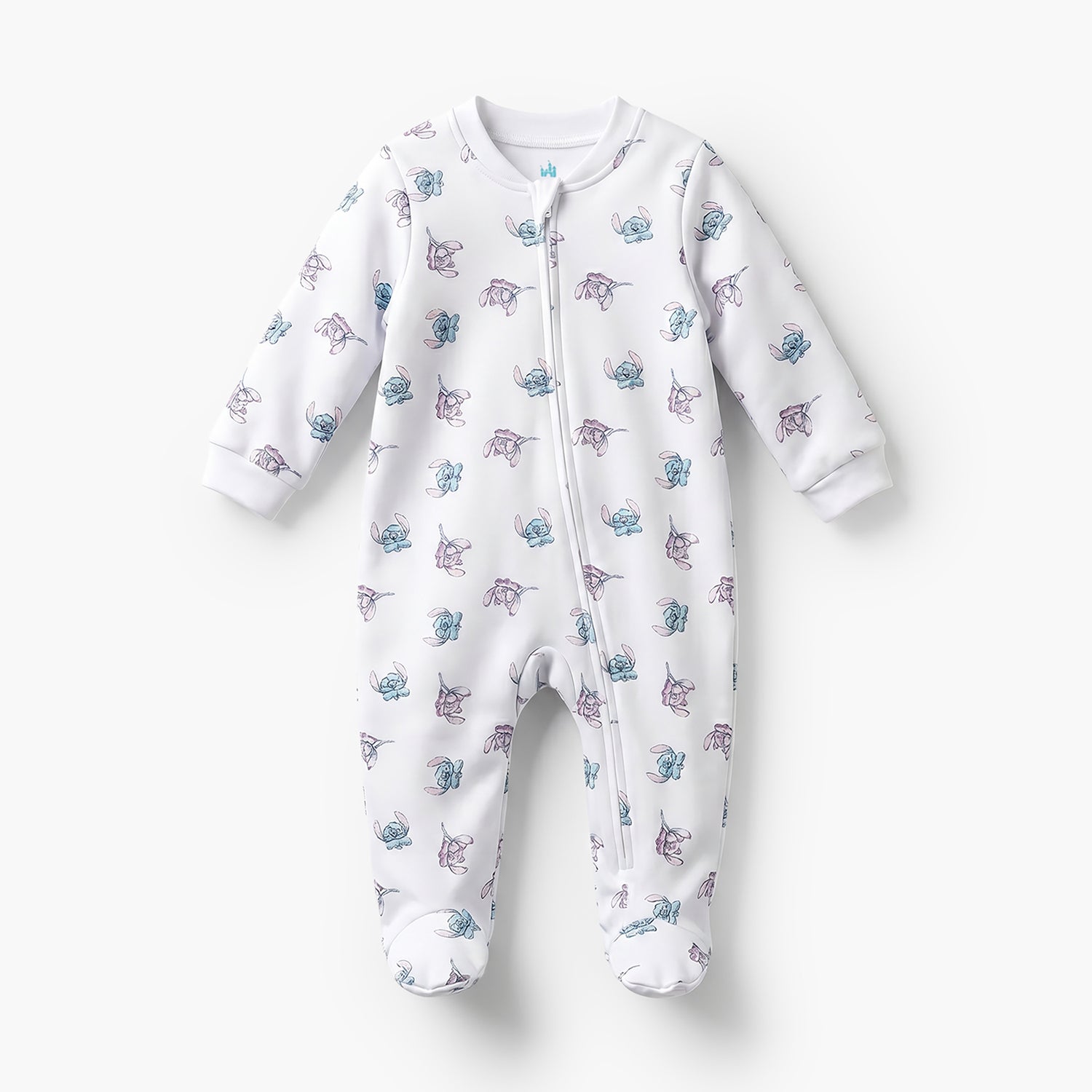 Pack of 3 Disney Cotton Mandarin Collar Long Sleeve Sleepsuit with Stitch and Angel Print