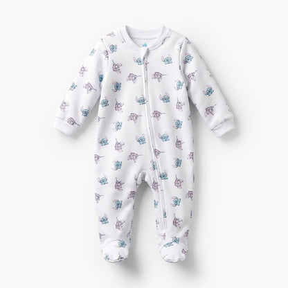 Pack of 3 Disney Cotton Mandarin Collar Long Sleeve Sleepsuit with Stitch and Angel Print