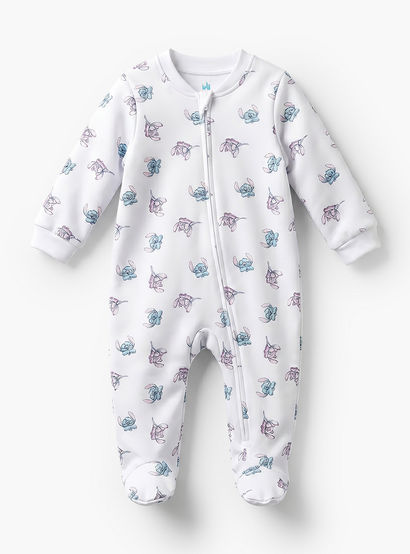 Pack of 3 Disney Cotton Mandarin Collar Long Sleeve Sleepsuit with Stitch and Angel Print-baby-girls-clothing-nightwear-sleepsuits-image-5