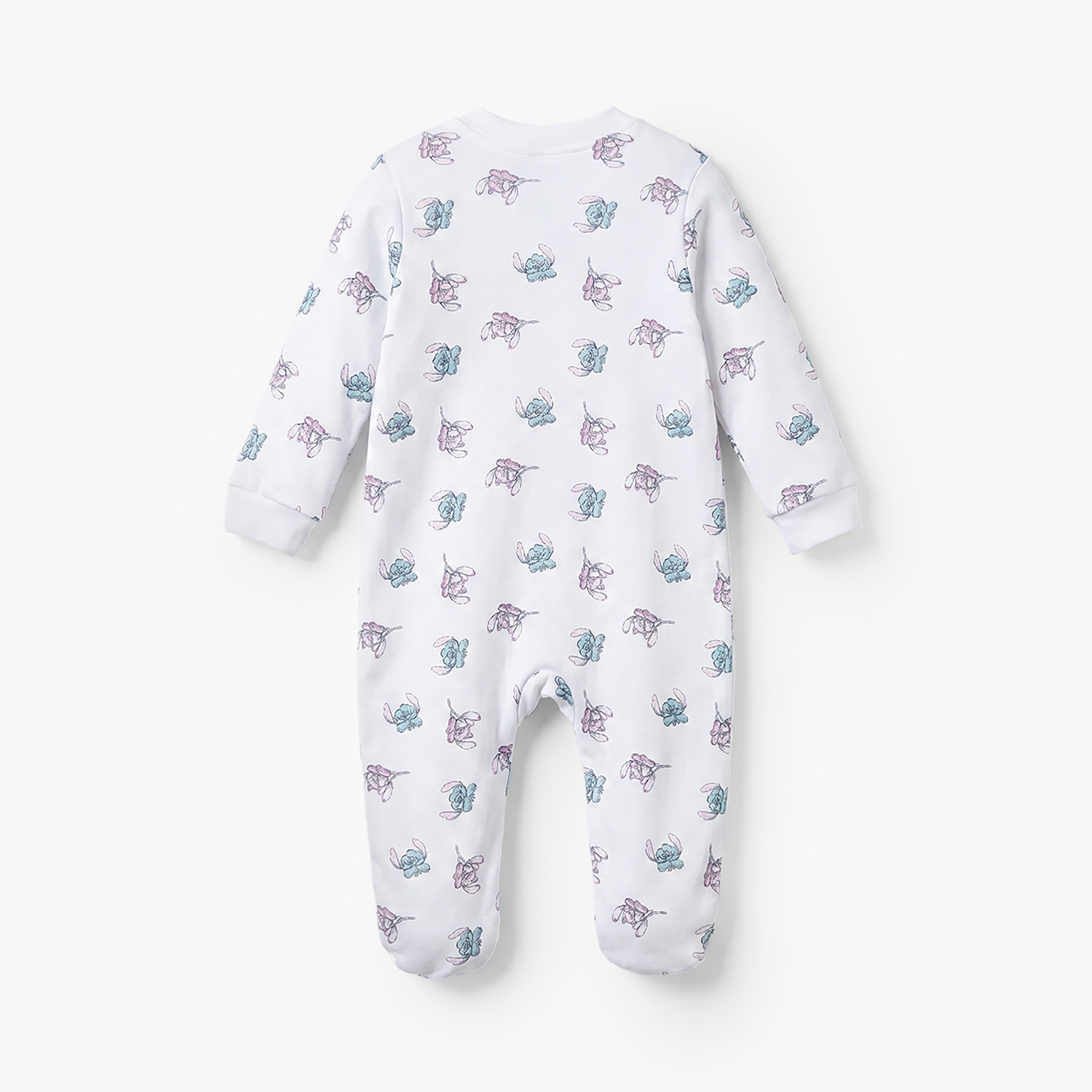 Pack of 3 Disney Cotton Mandarin Collar Long Sleeve Sleepsuit with Stitch and Angel Print