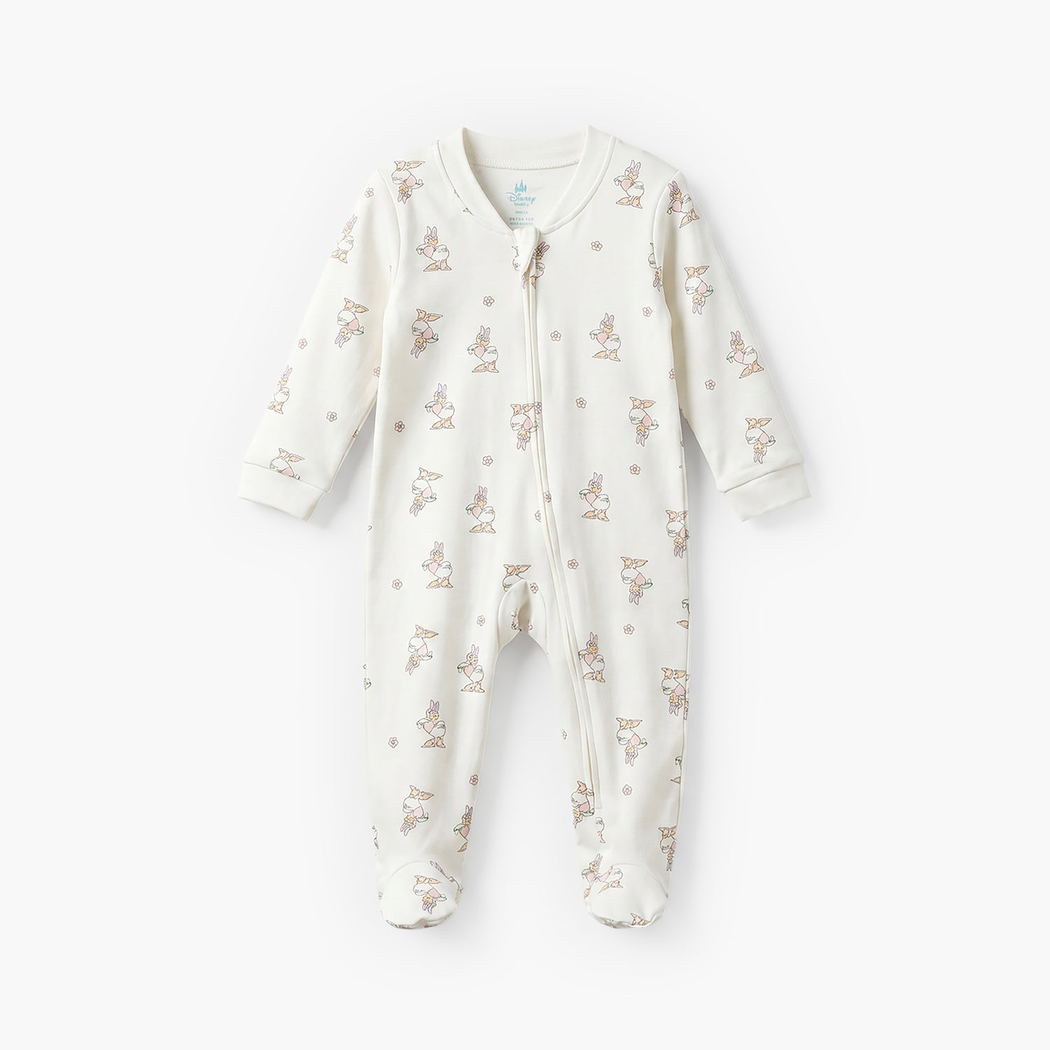 Pack of 3 Disney Cotton Mandarin Collar Long Sleeve Sleepsuit with Daisy Duck Print
