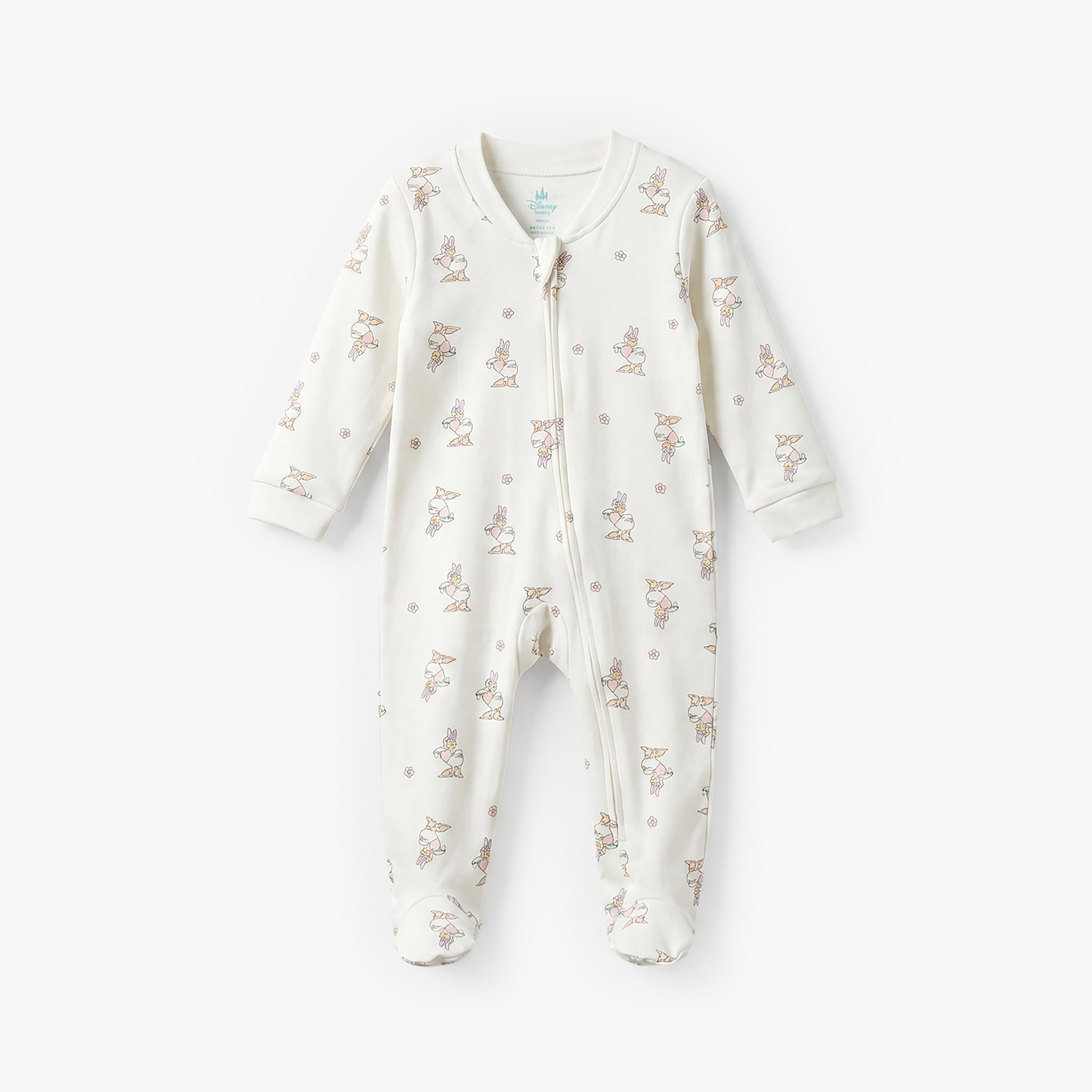 Pack of 3 Disney Cotton Mandarin Collar Long Sleeve Sleepsuit with Daisy Duck Print